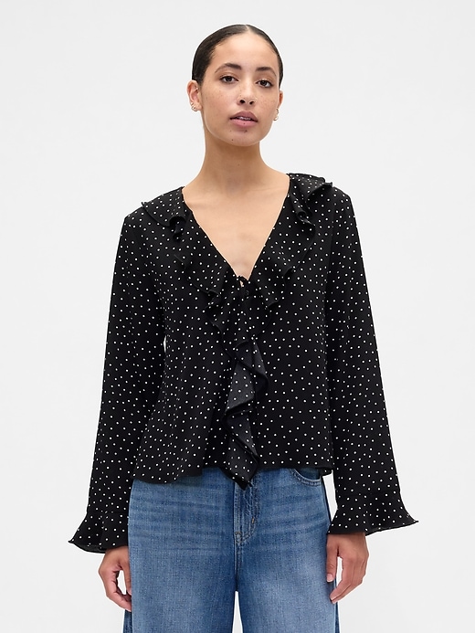 Image number 1 showing, Ruffle V-Neck Top