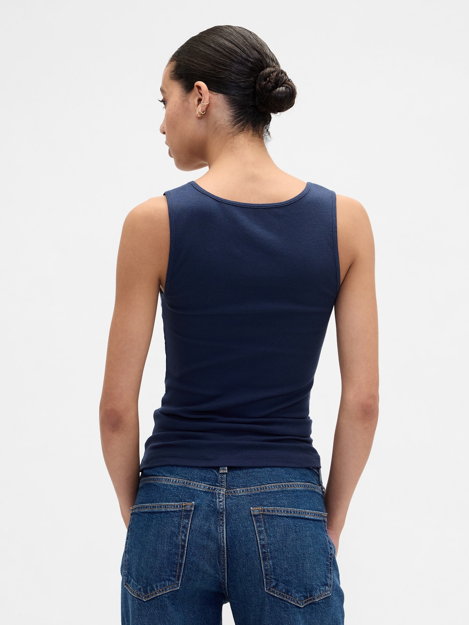 Gap Factory Gap Logo Ribbed Tank Top In Blue
