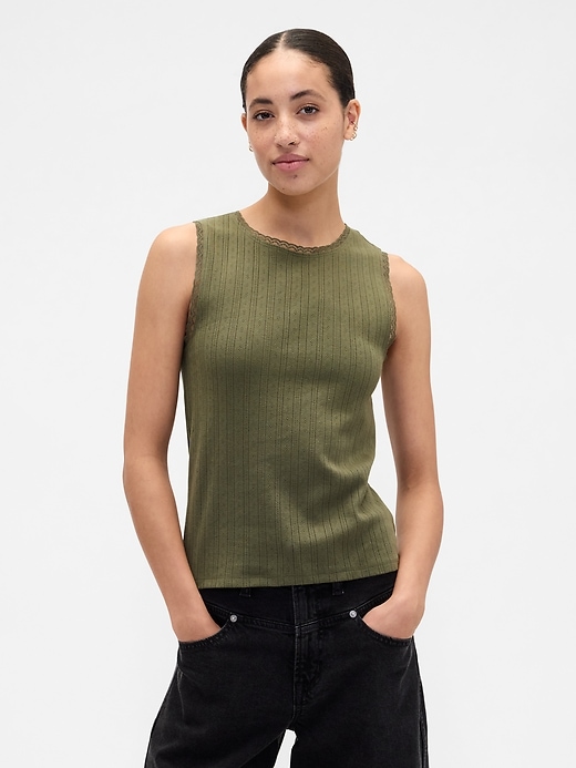 Image number 1 showing, Sleeveless Pointelle Top
