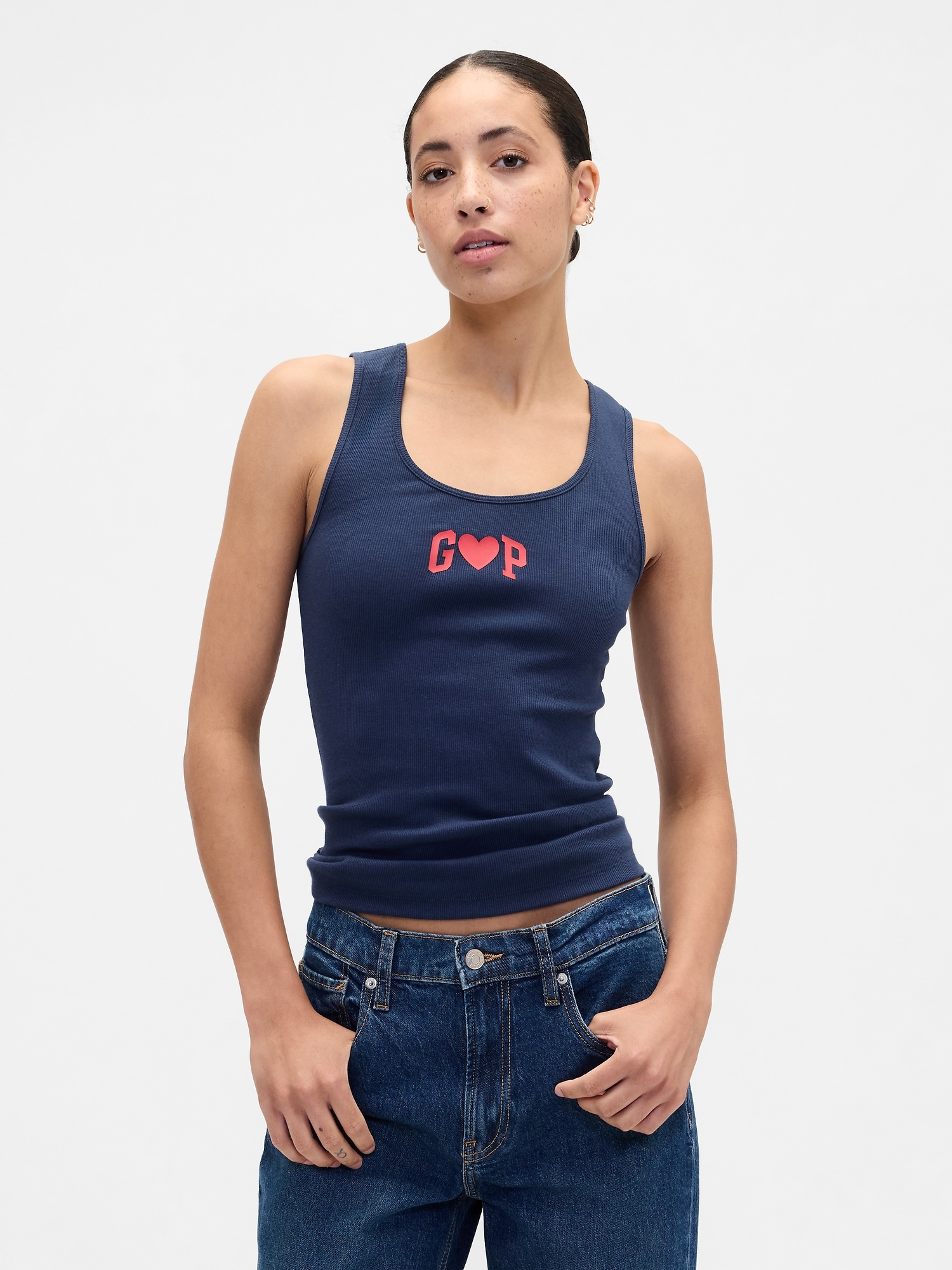 Gap Factory Gap Logo Ribbed Tank Top In Blue