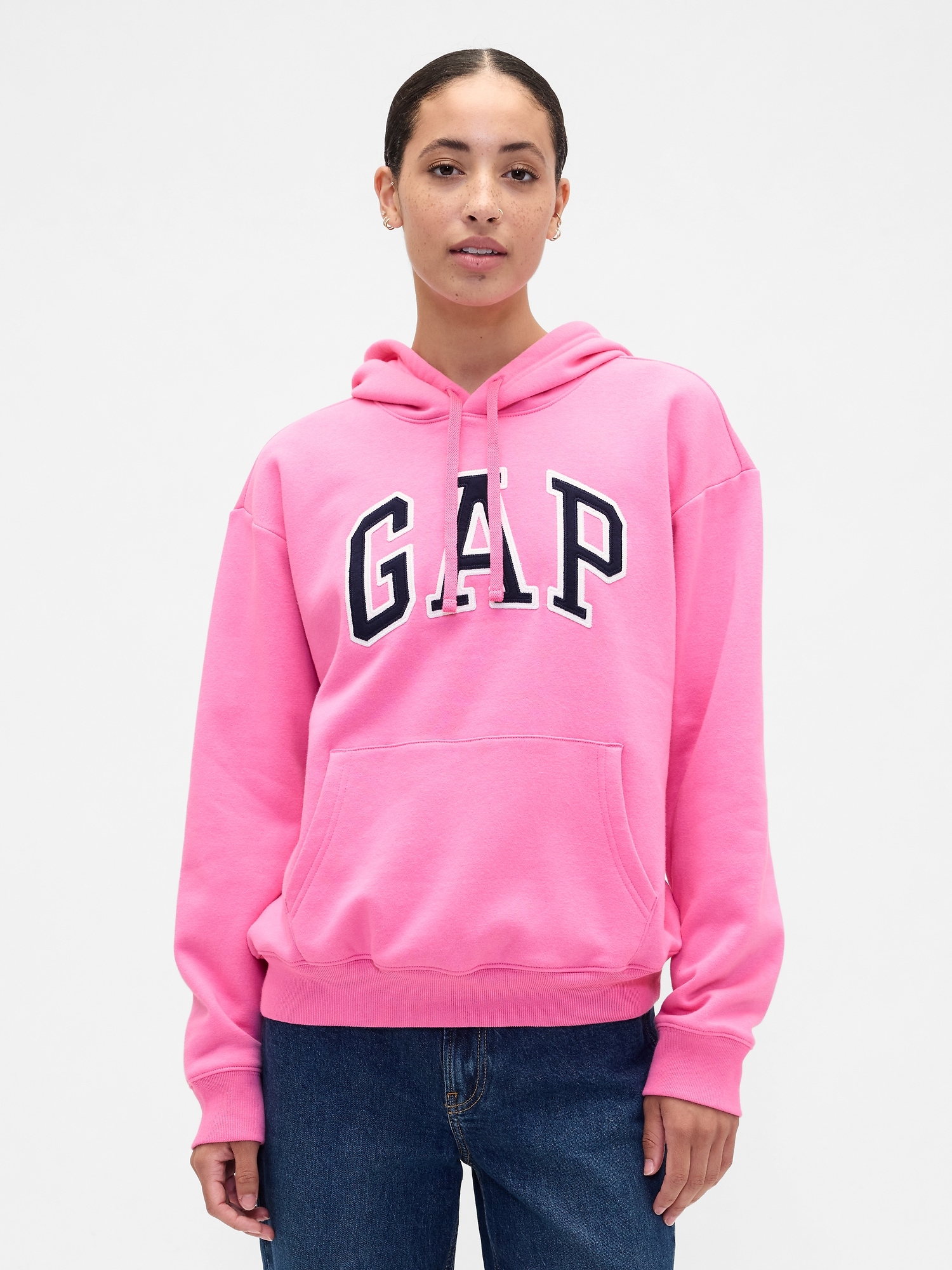 Gap Factory Relaxed Gap Logo Hoodie In Pink