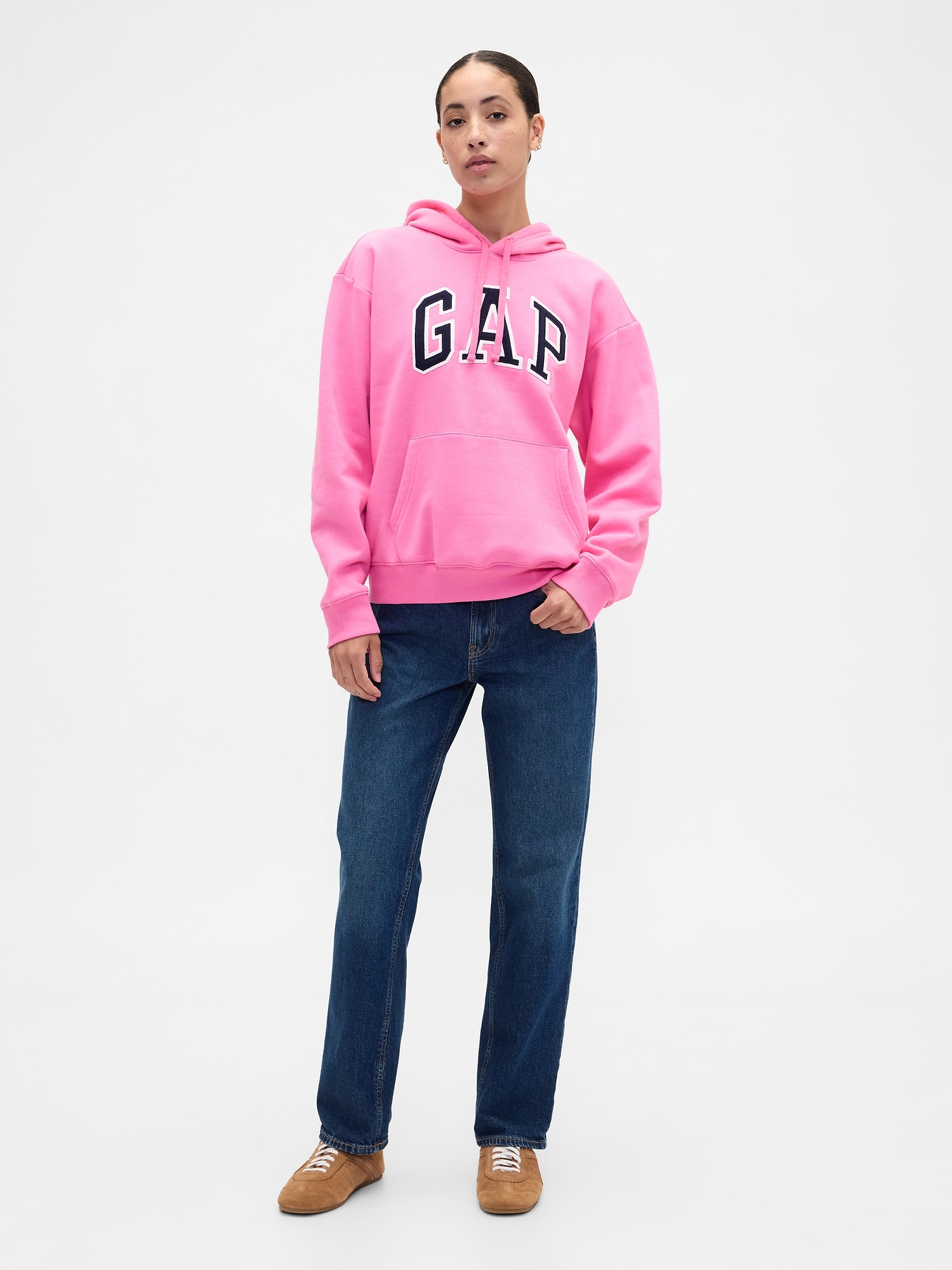 Gap Factory Relaxed Gap Logo Hoodie In Pink