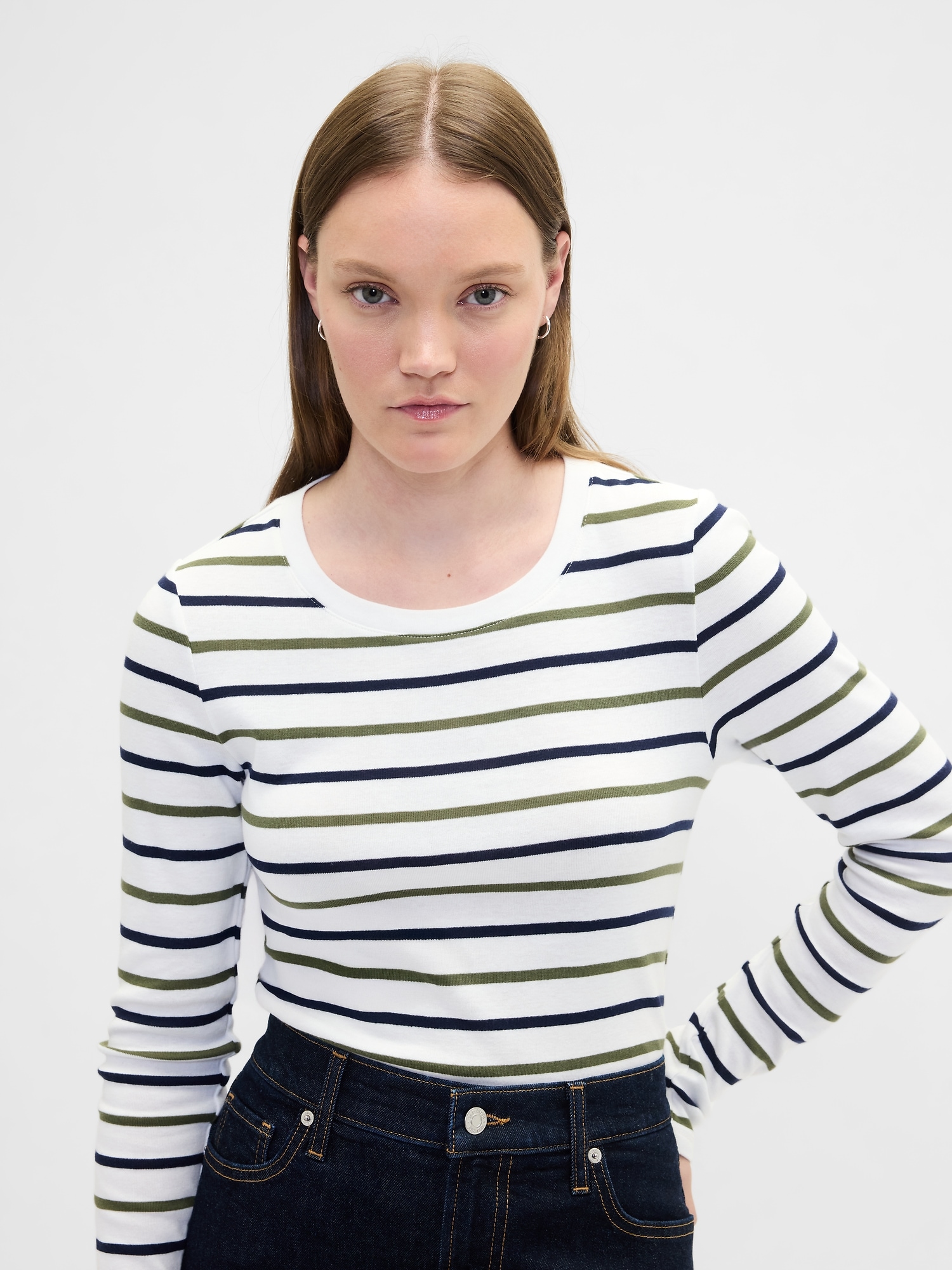 Gap Factory Modern Ribbed Stripe Crewneck T-shirt In White