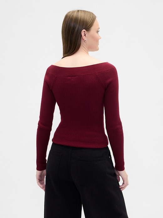 Image number 2 showing, CashSoft Off-Shoulder Sweater