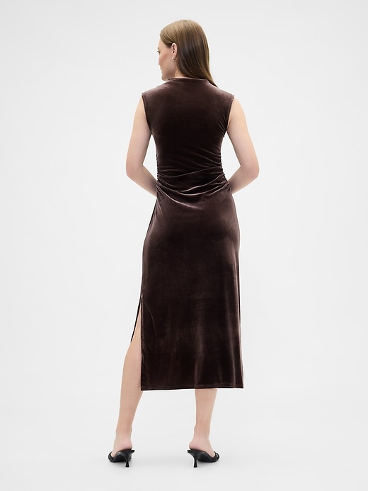 Image number 2 showing, Ruched Velvet Mockneck Midi Dress
