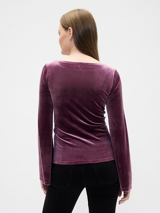 Image number 2 showing, Velour Bell Sleeve Boatneck T-Shirt