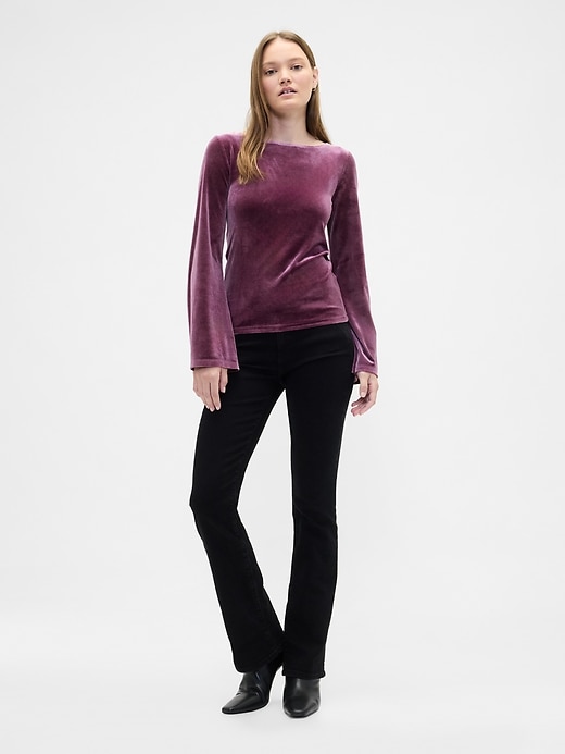 Image number 3 showing, Velour Bell Sleeve Boatneck T-Shirt