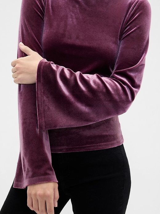 Image number 4 showing, Velour Bell Sleeve Boatneck T-Shirt
