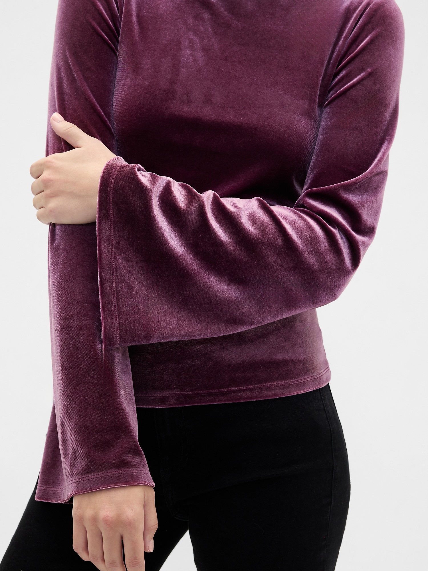 Gap Factory Velour Bell Sleeve Boatneck T-shirt In Purple