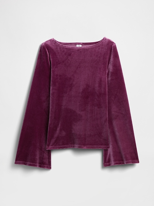 Image number 5 showing, Velour Bell Sleeve Boatneck T-Shirt