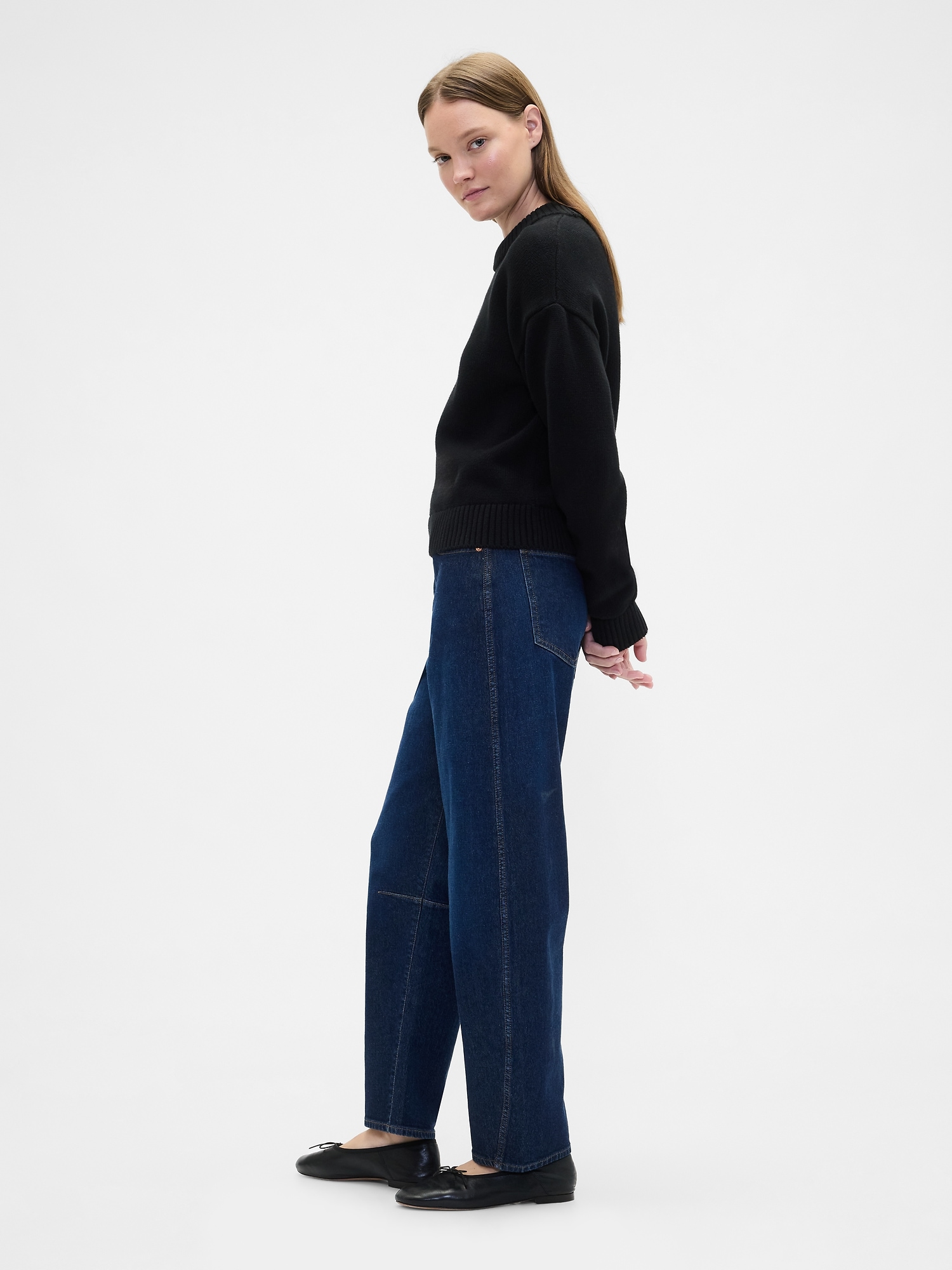 Gap Factory High Rise Barrel Jeans In Blue