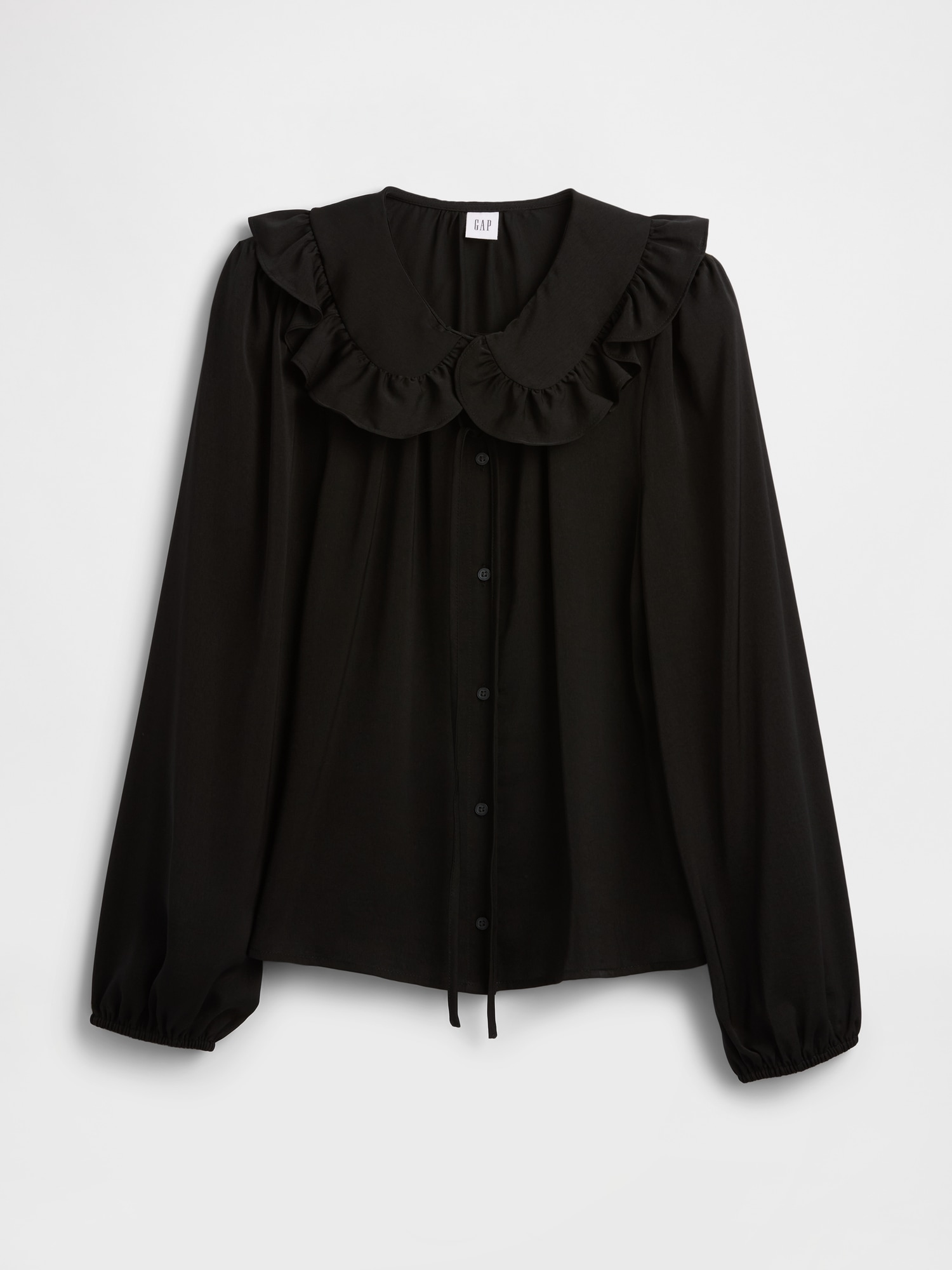 Gap Factory Relaxed Satin Ruffle Top In Black