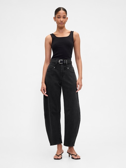 Image number 1 showing, High Rise Barrel Jeans