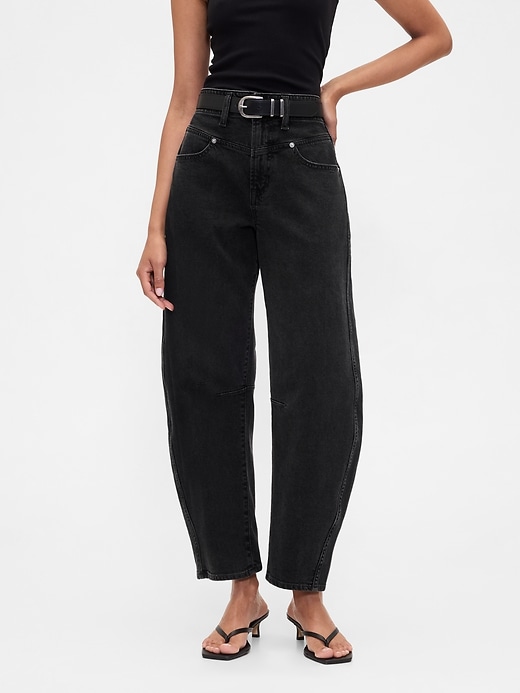 Image number 2 showing, High Rise Barrel Jeans