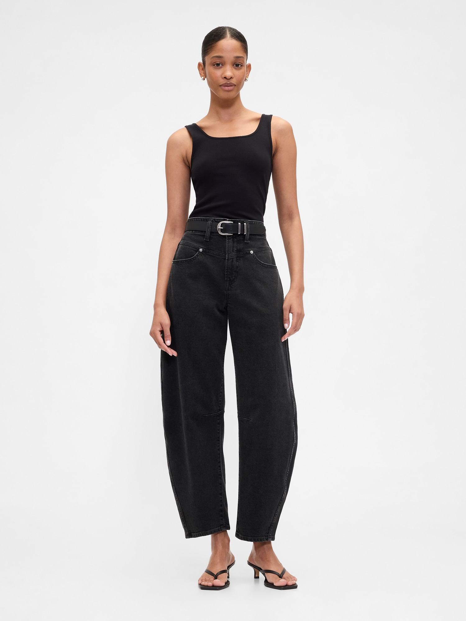 Gap Factory High Rise Barrel Jeans In Black