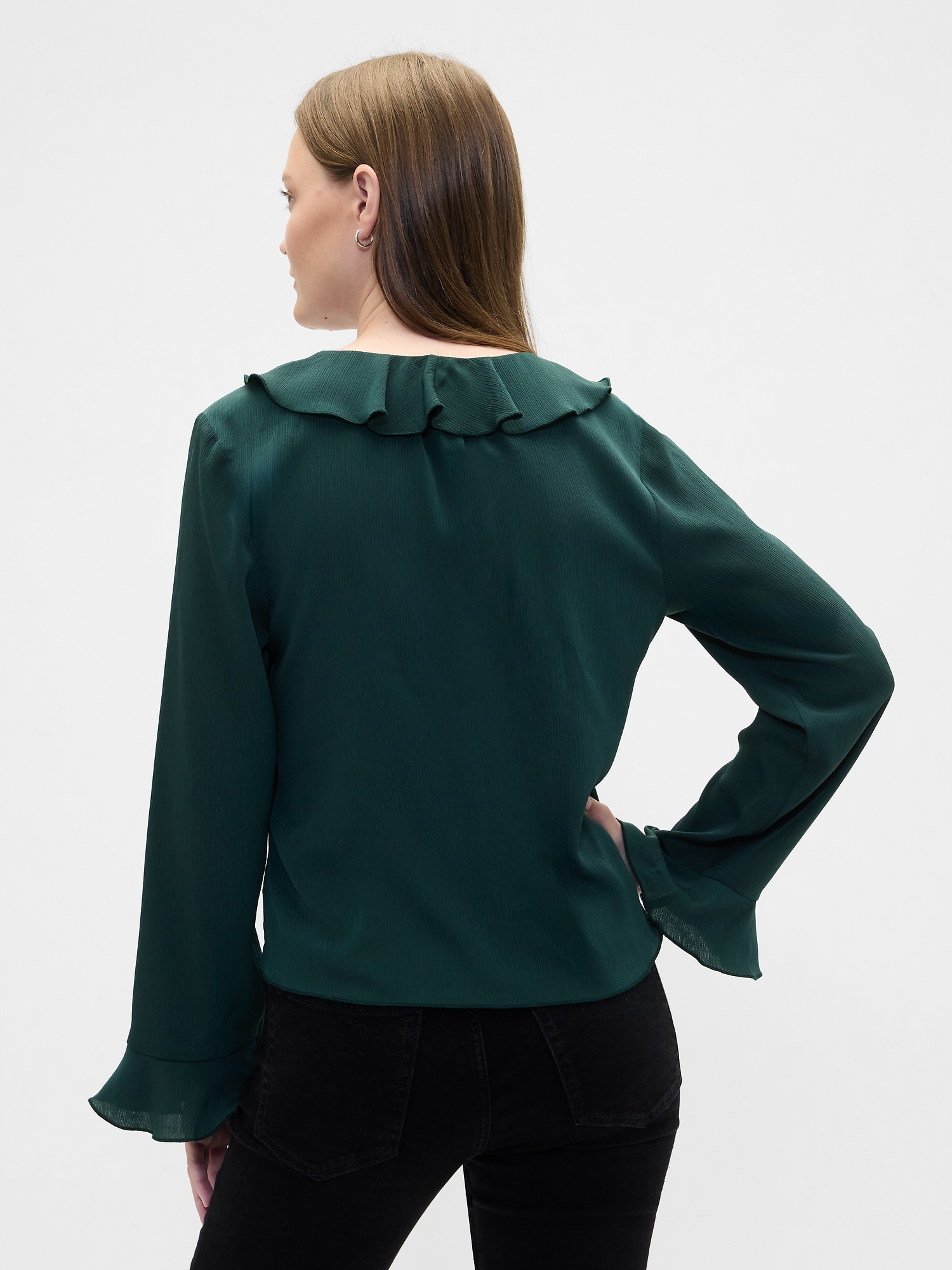 Gap Factory Ruffle V-neck Top In Green