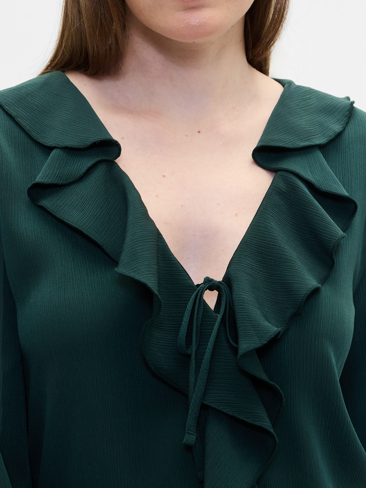 Gap Factory Ruffle V-neck Top In Green