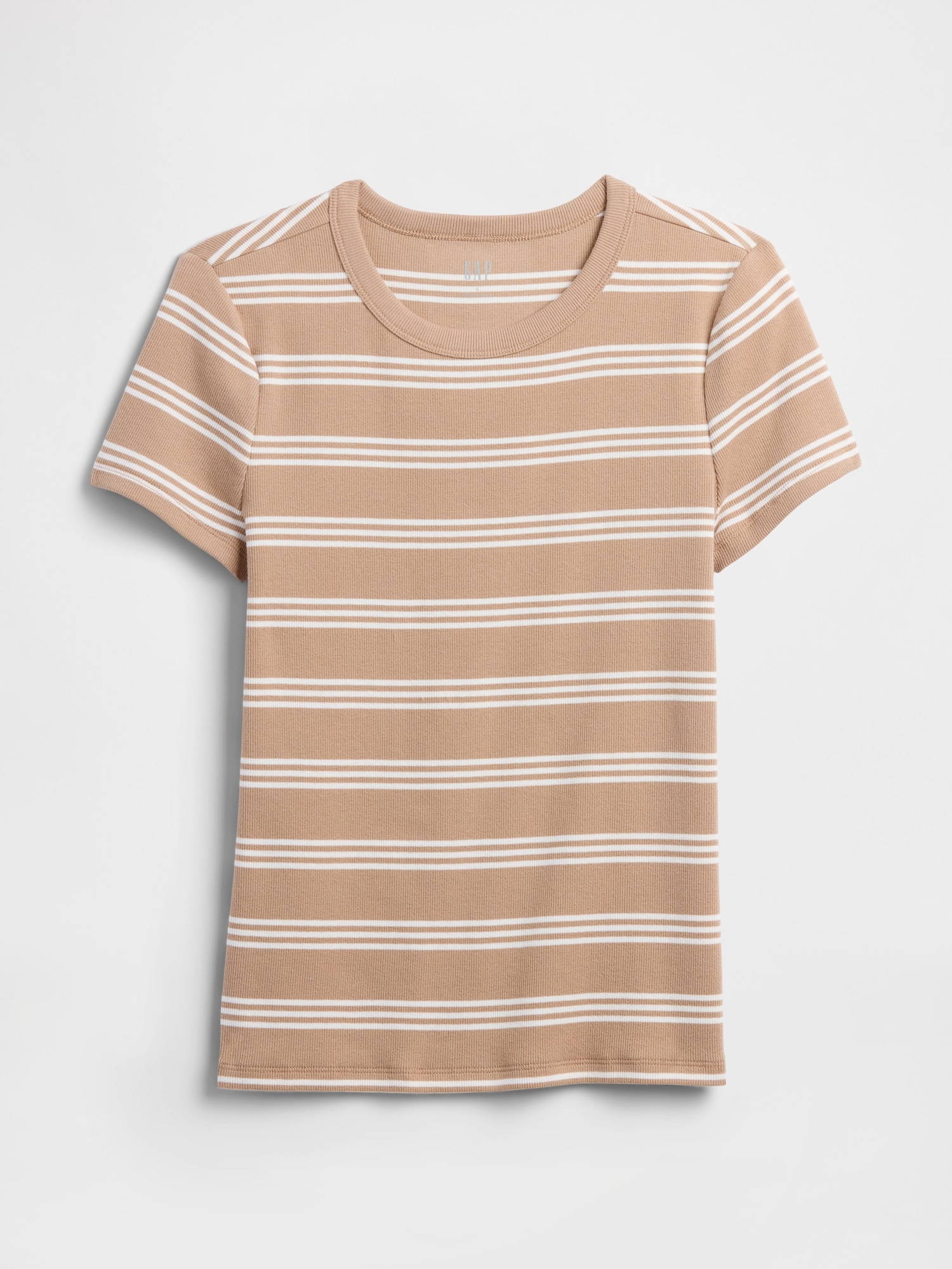 Gap Factory Ribbed Stripe Crewneck T-shirt In Brown
