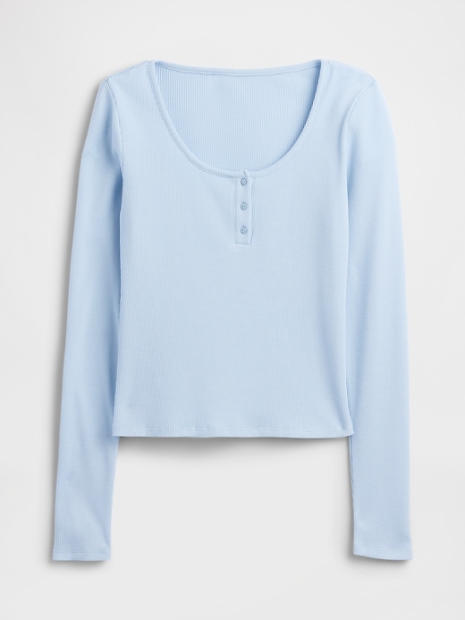 Image number 4 showing, Waffle-Knit Henley PJ Top