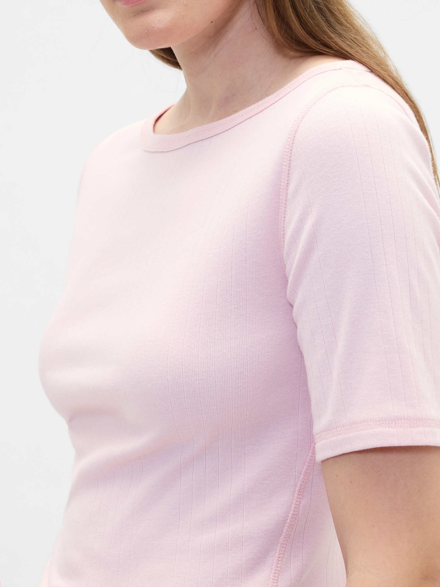 Gap Factory Modern Ribbed Boatneck T-shirt In Pink