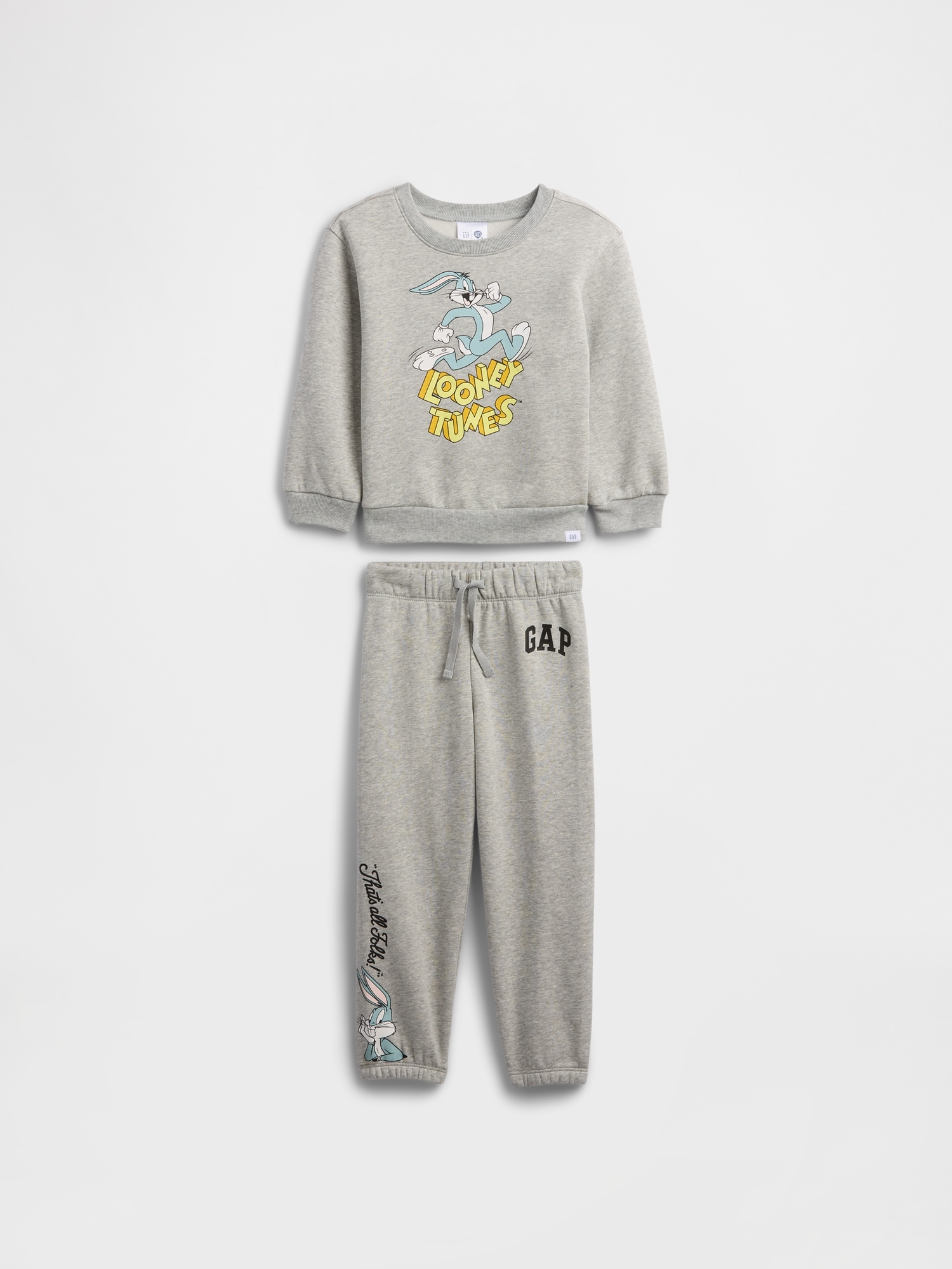 babyGap | WB™ Two-Piece Sweat Set - Gray And White Marl Bugs Bunny