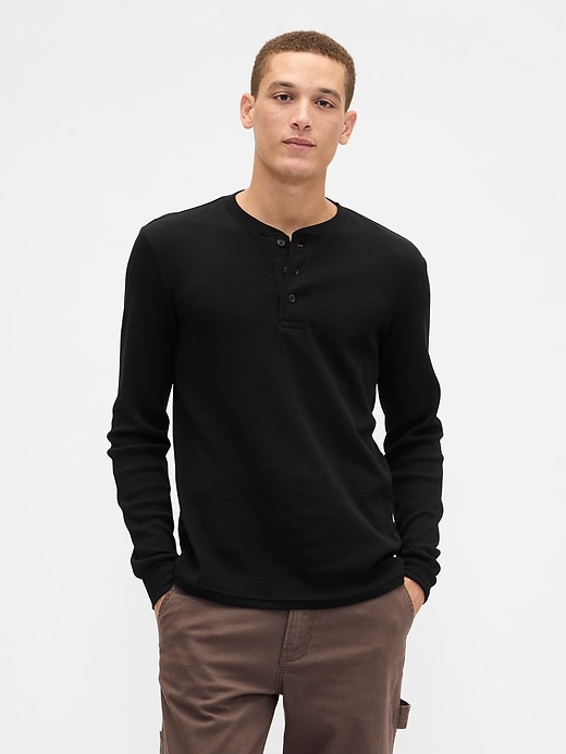 Image number 1 showing, Waffle-Knit Henley T-Shirt