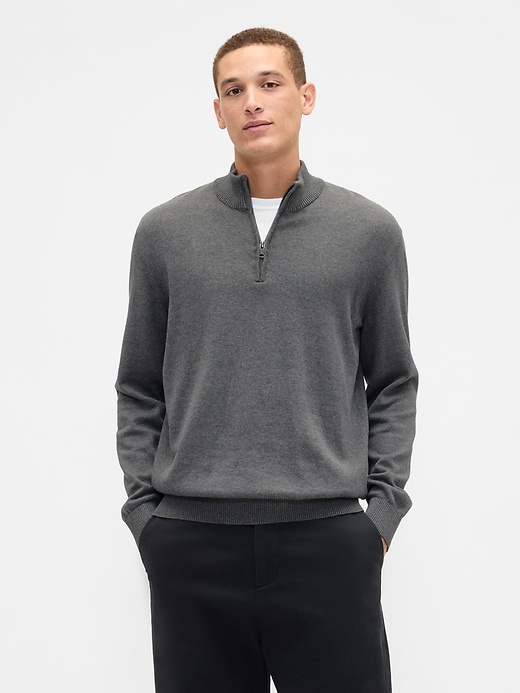 Image number 1 showing, Relaxed Quarter-Zip Mockneck Sweater