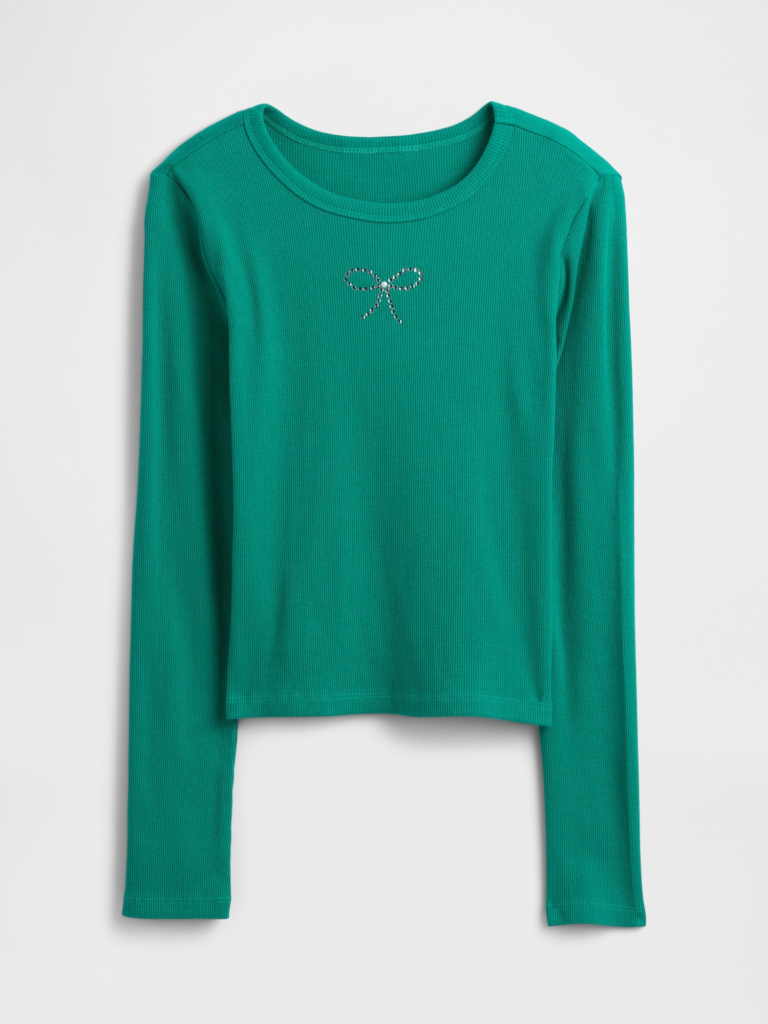 Kids Ribbed Pointelle T-Shirt - Jade Fountain