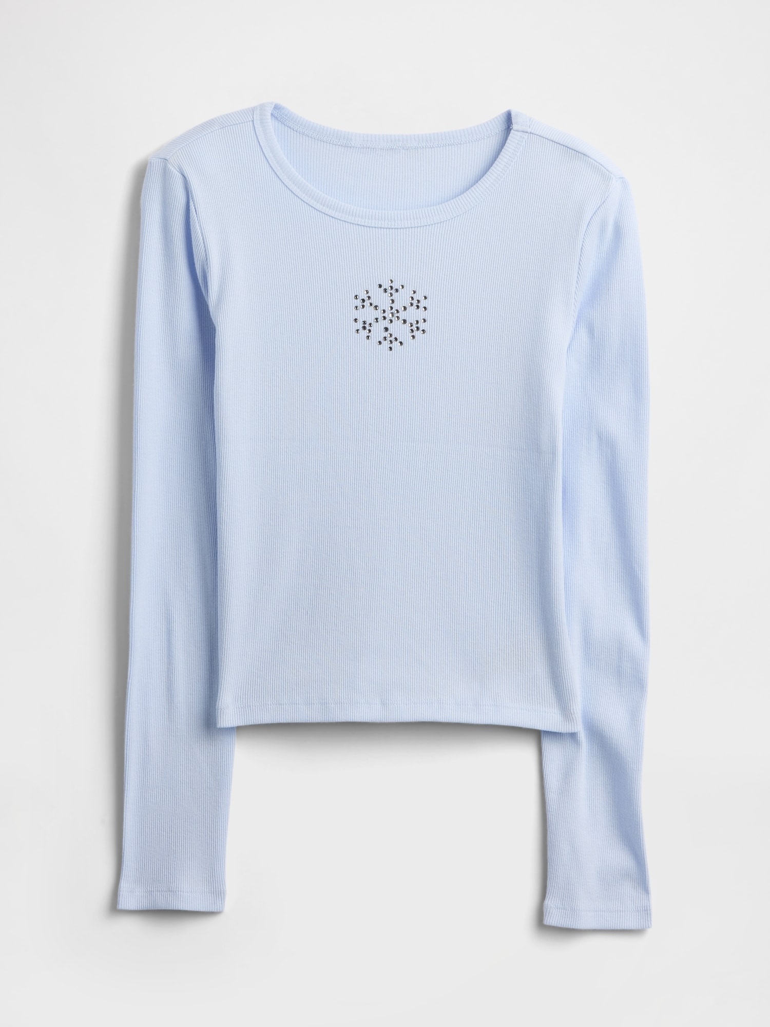 Kids Ribbed Pointelle T-Shirt - Serene Blue