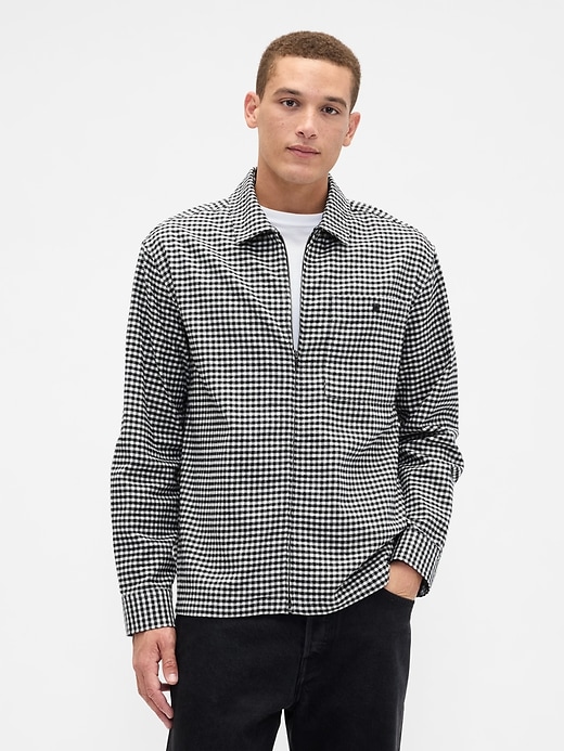 Image number 1 showing, Flannel Zip-Shirt in Boxy Fit