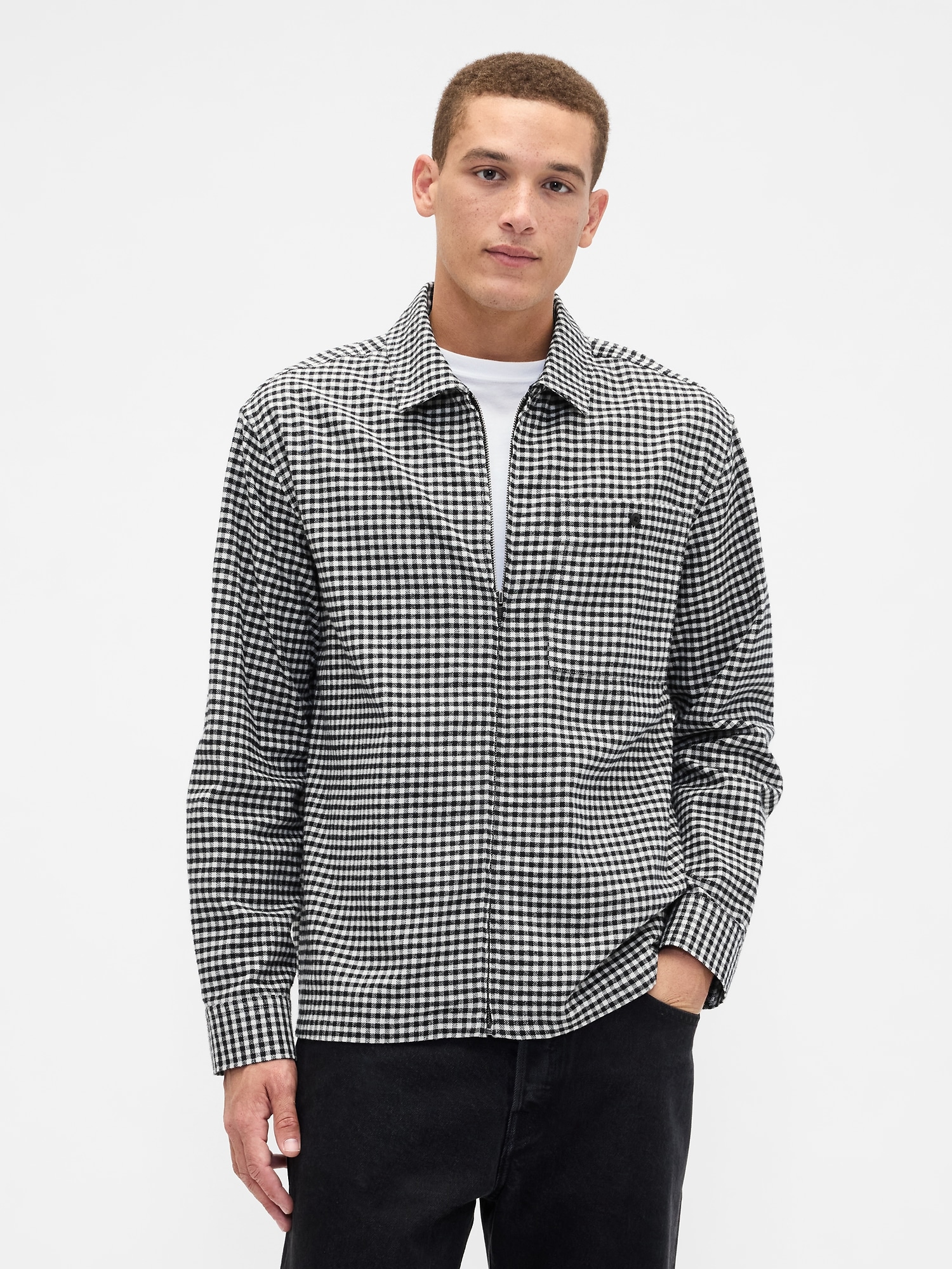 Gap Factory Flannel Zip-shirt In Boxy Fit In Multi