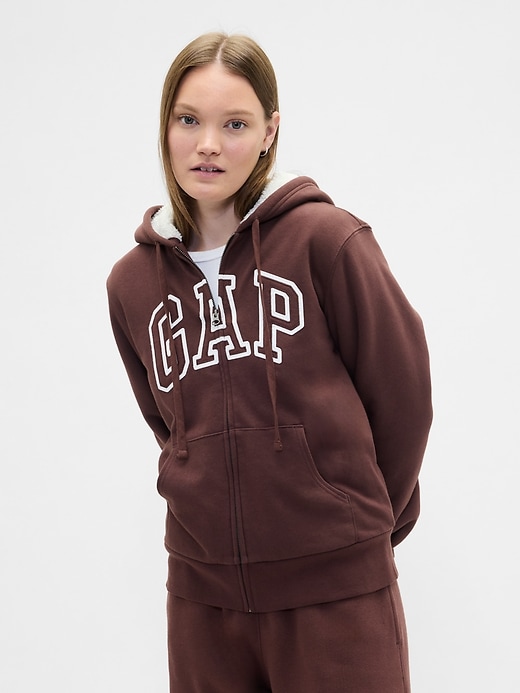 Image number 1 showing, Relaxed Gap Logo Sherpa-Lined Zip Hoodie