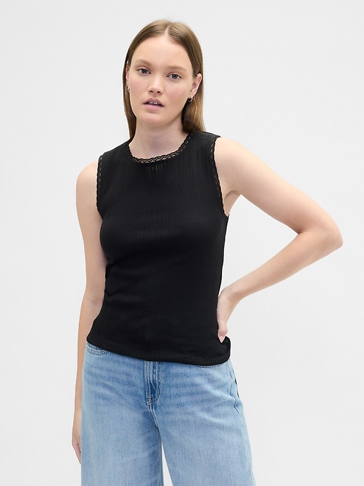 Image number 1 showing, Sleeveless Pointelle Top