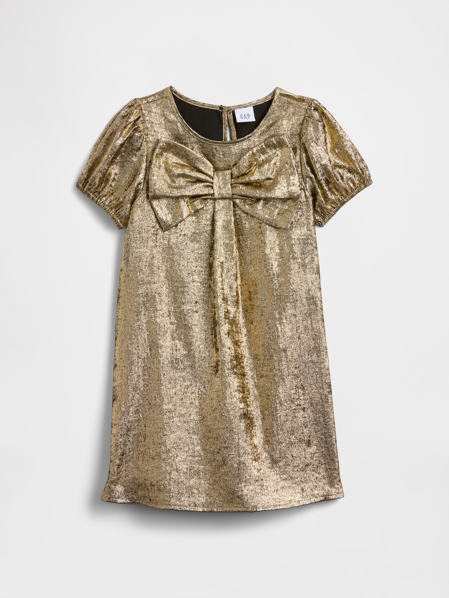 babyGap Puff Sleeve Bow Dress - Gold