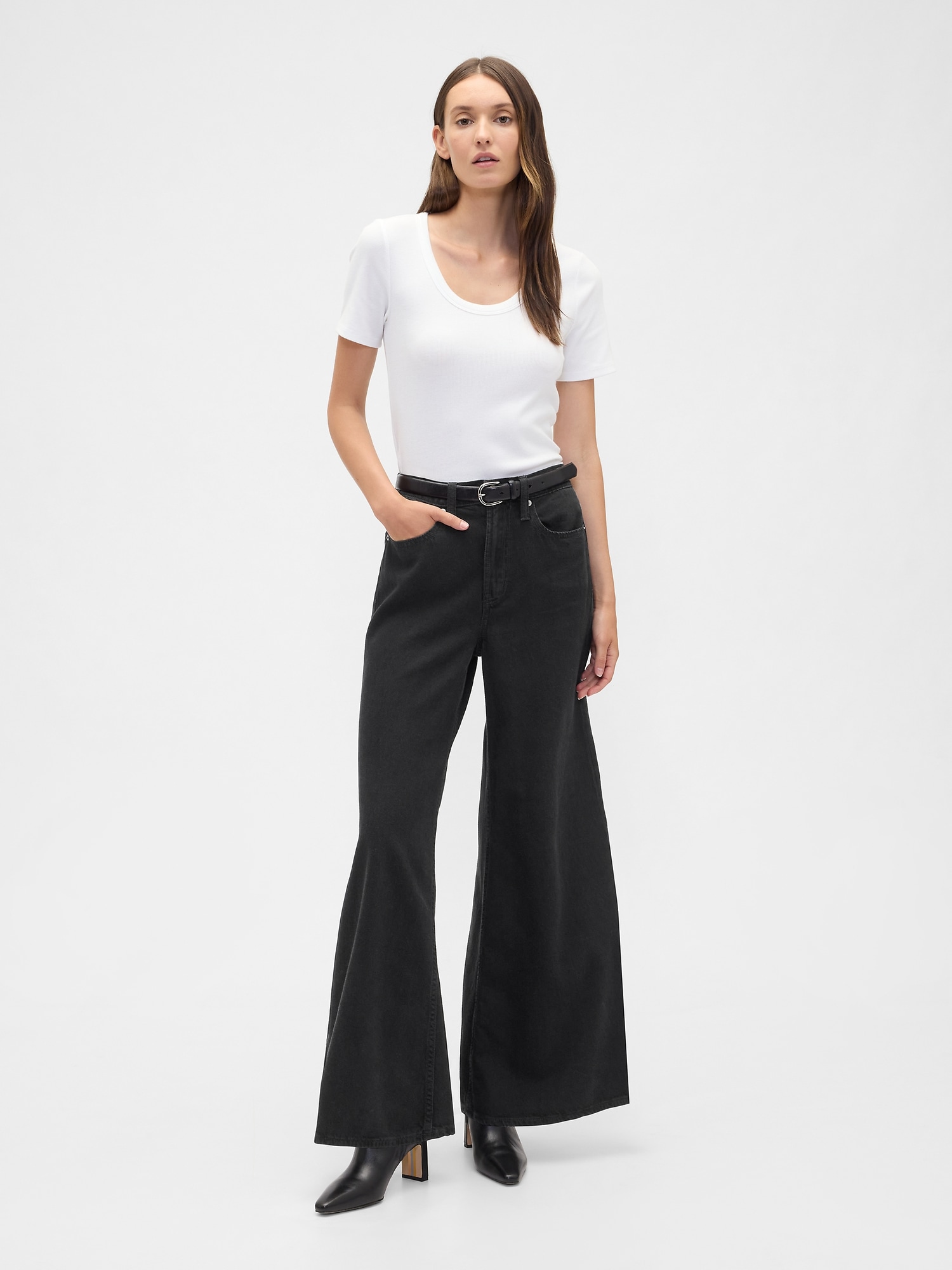 High Rise SuperLight Palazzo Jeans - Black