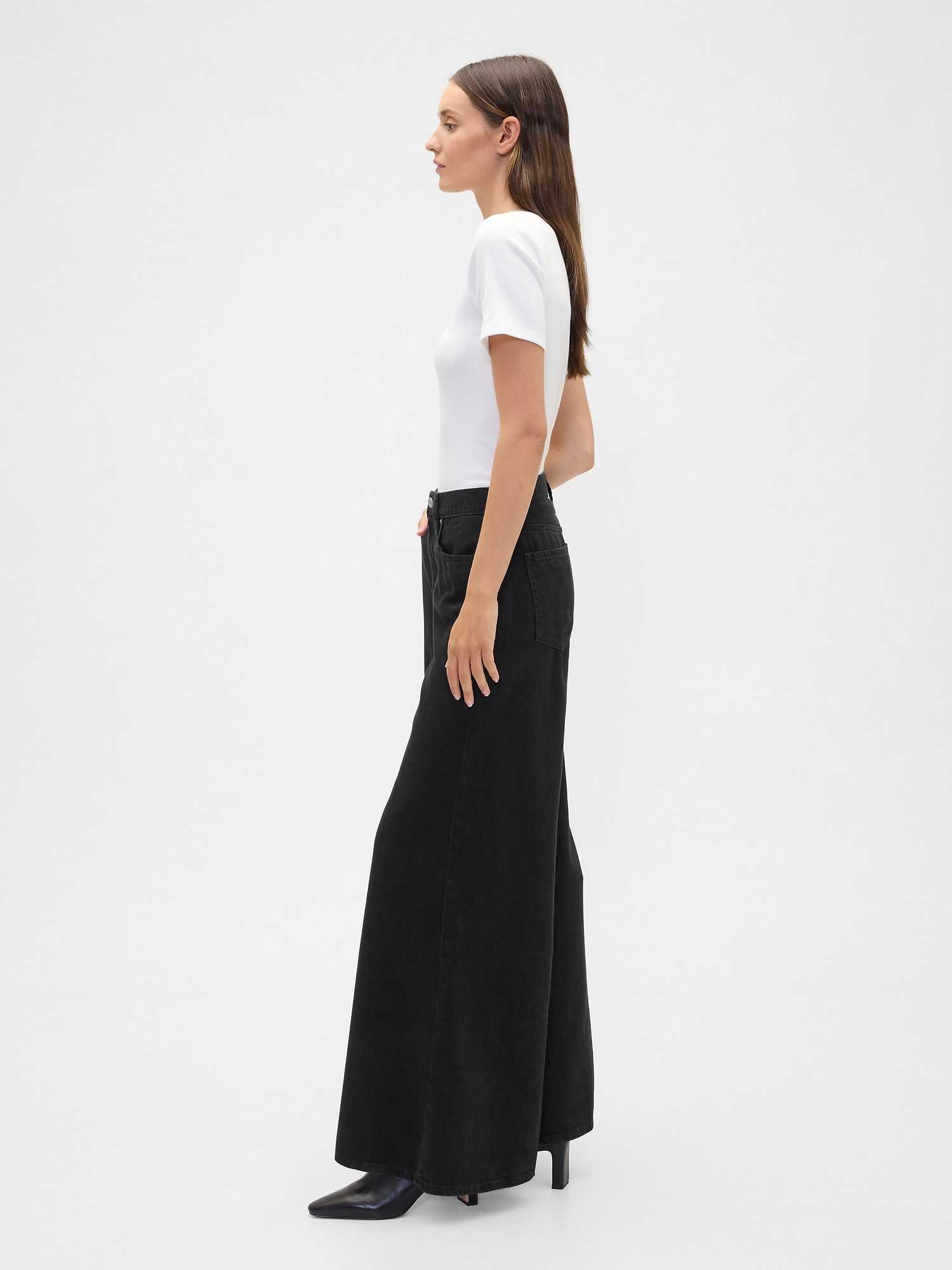 Gap Factory High Rise Superlight Palazzo Jeans In Black