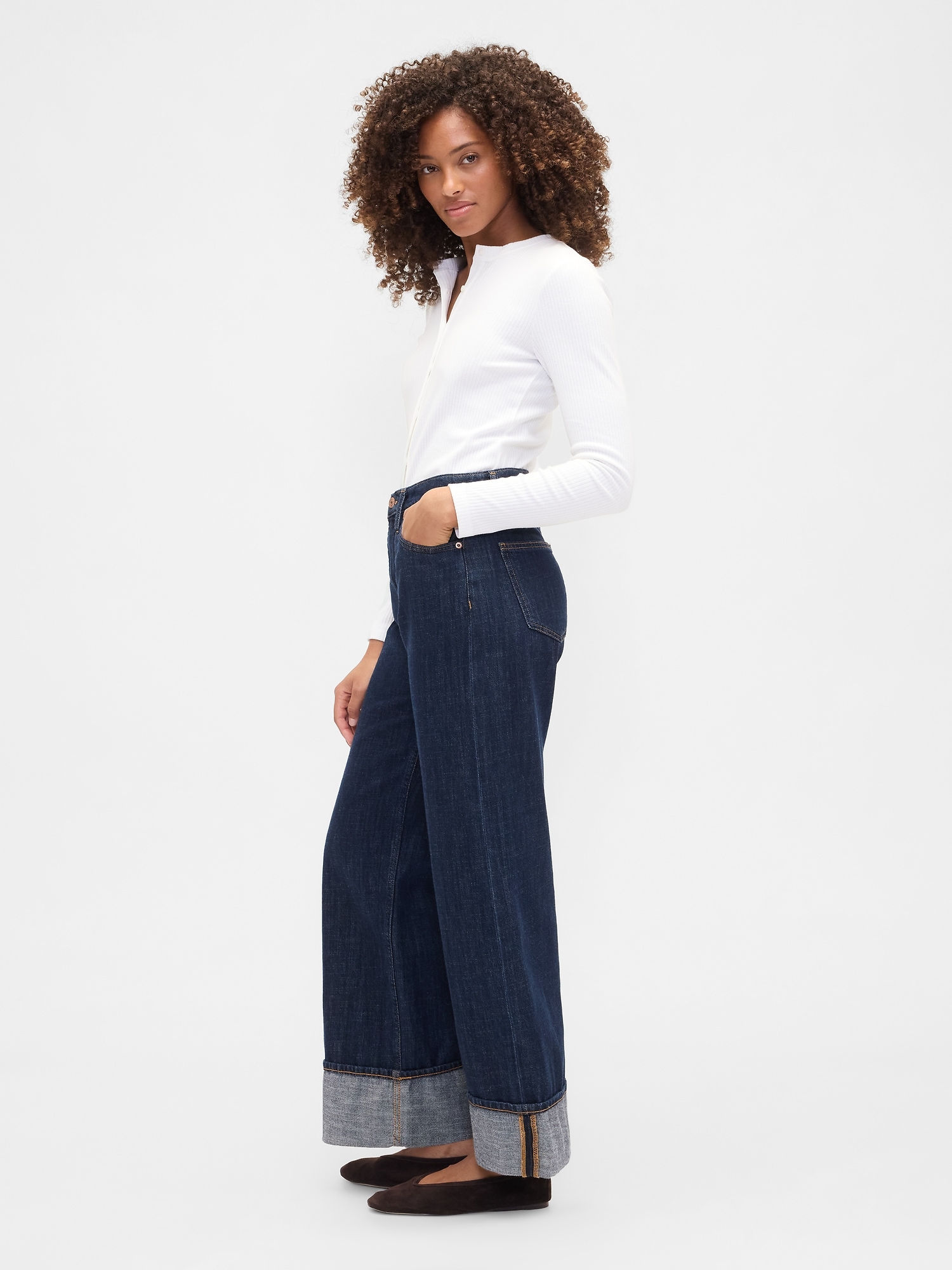 Gap Factory High Rise Wide-leg Jeans In Blue