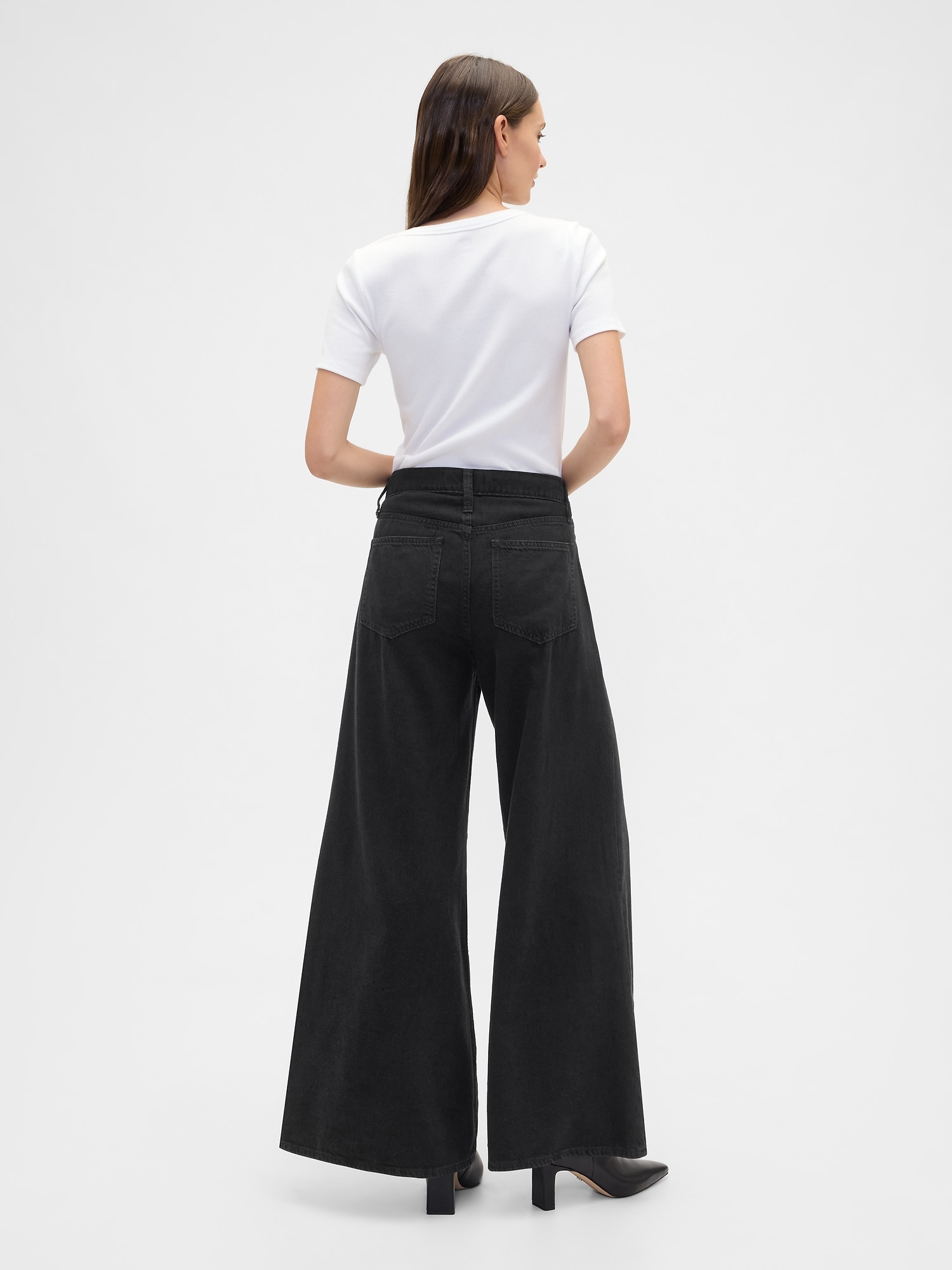 Gap Factory High Rise Superlight Palazzo Jeans In Black