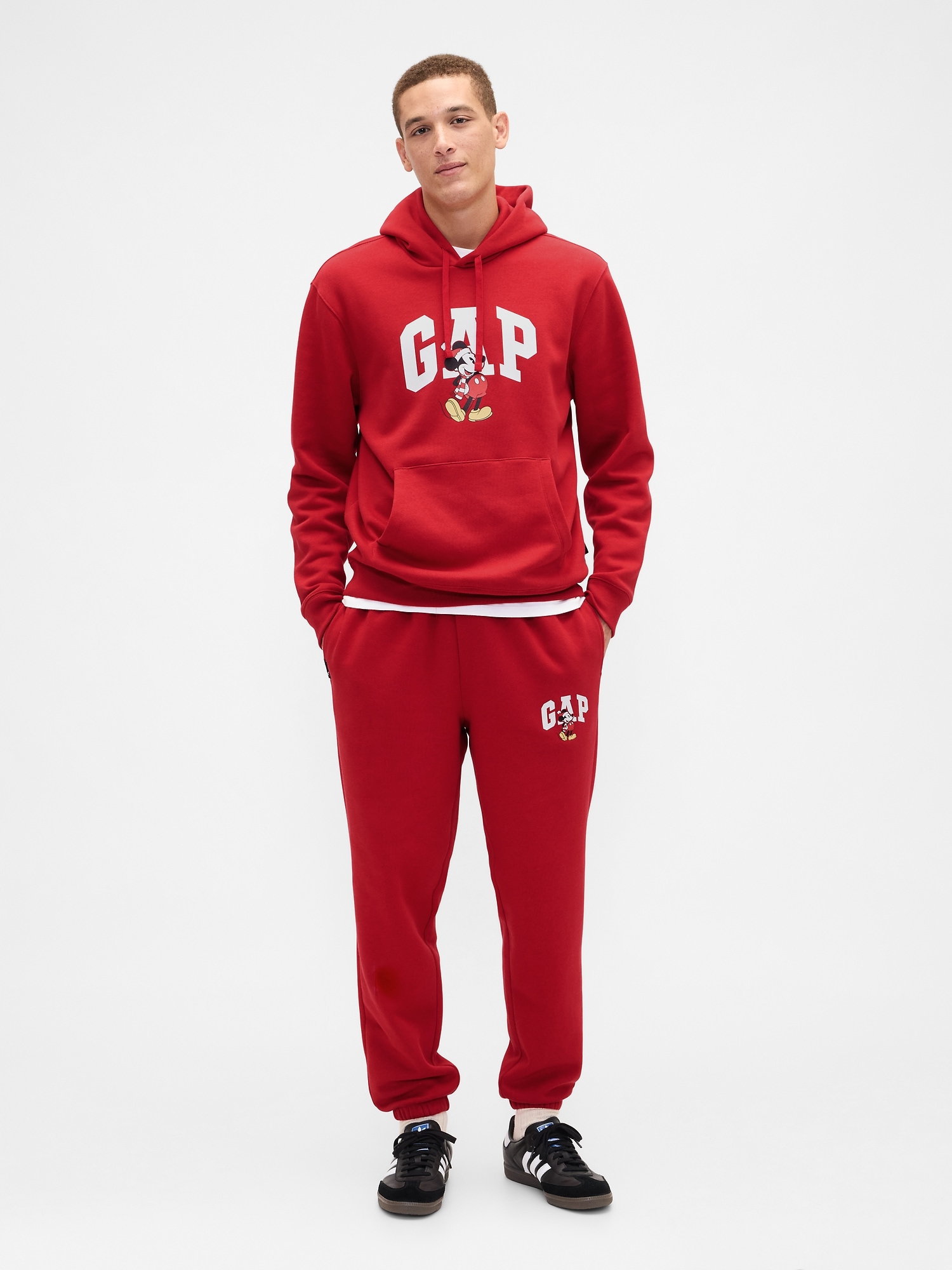Gap Factory Disney × Mickey Mouse Relaxed Logo Hoodie In Red