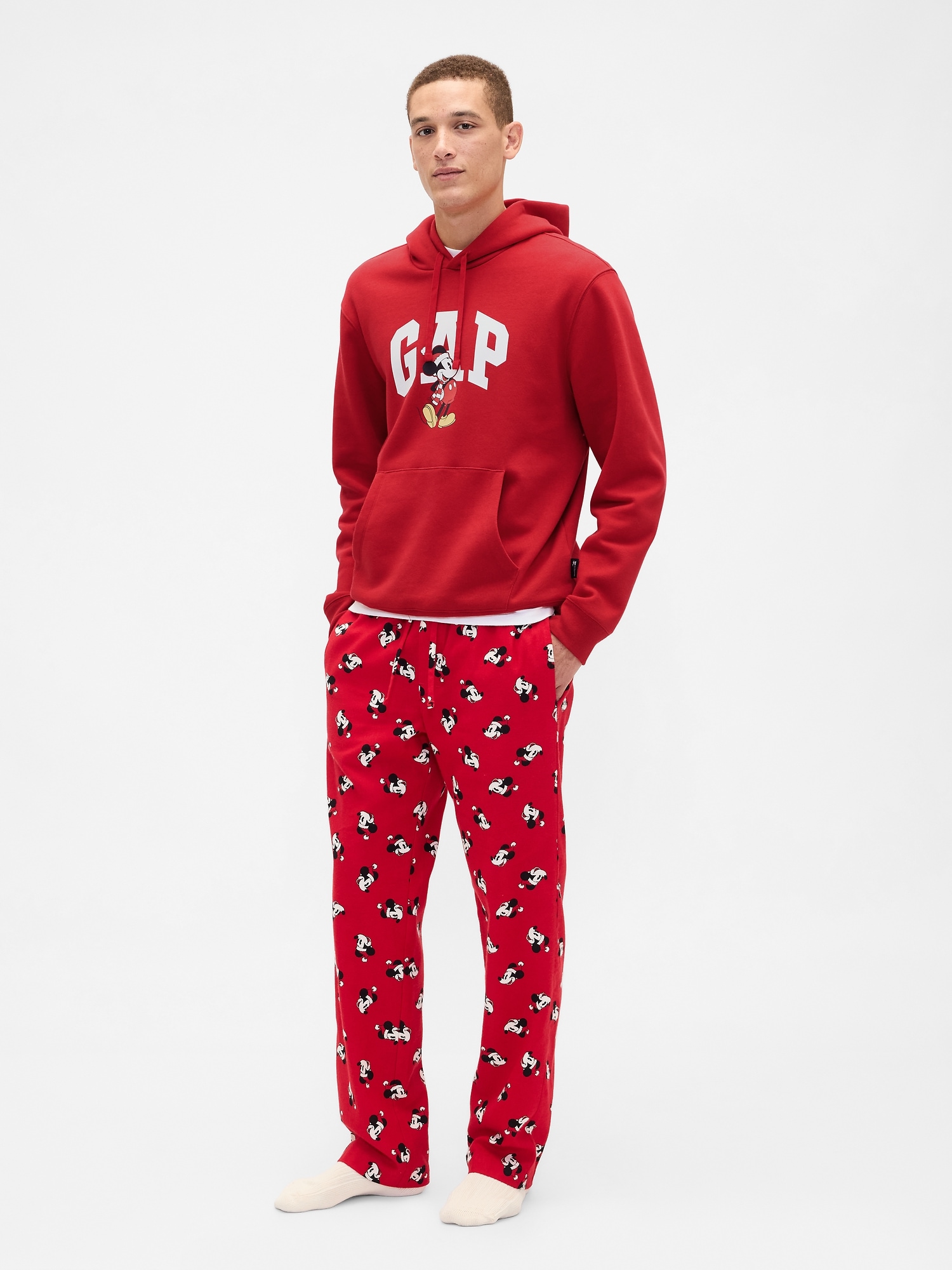 Gap Factory Disney × Mickey Mouse Relaxed Logo Hoodie In Red