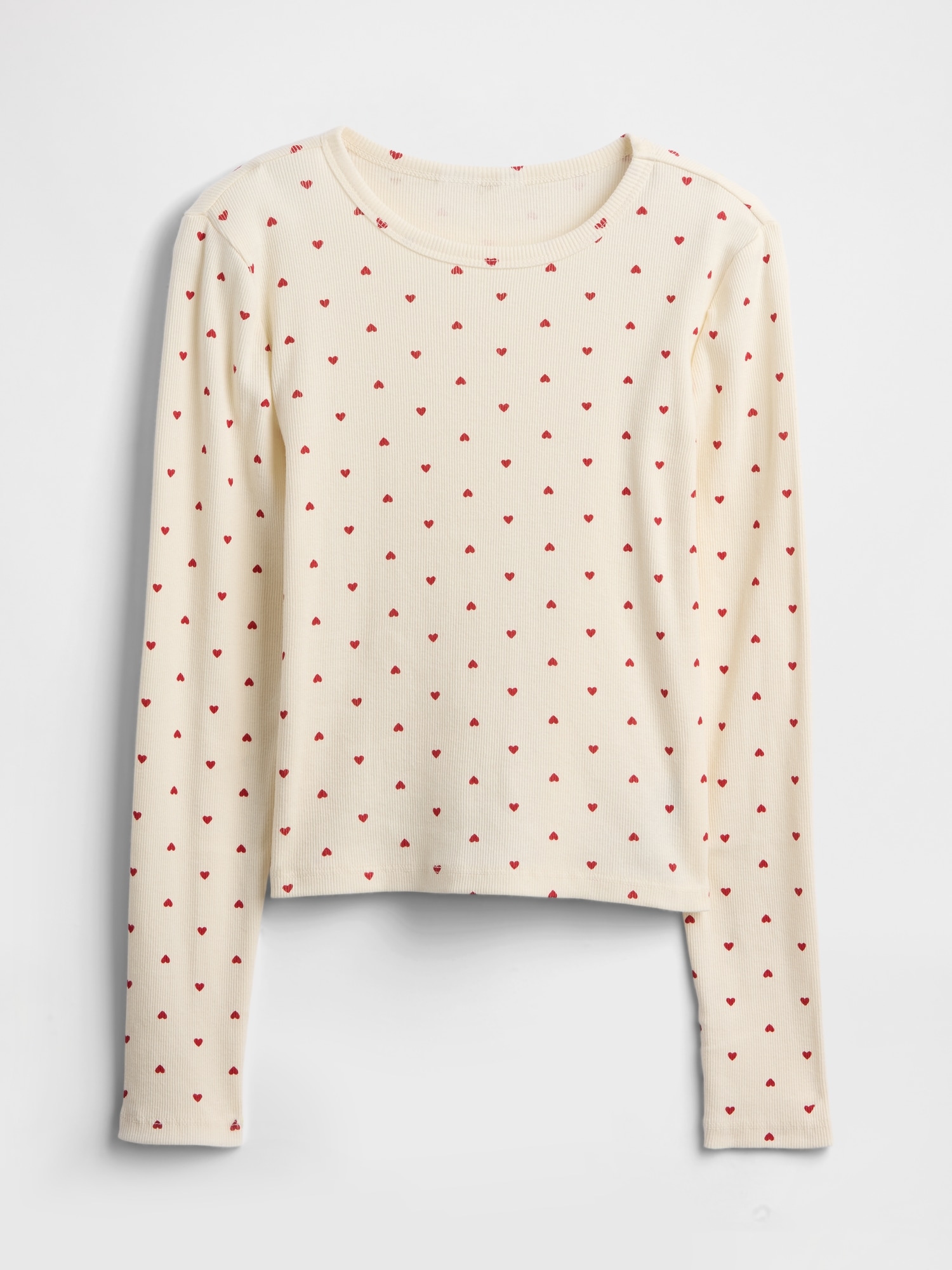 Kids Ribbed Pointelle T-Shirt - Hearts