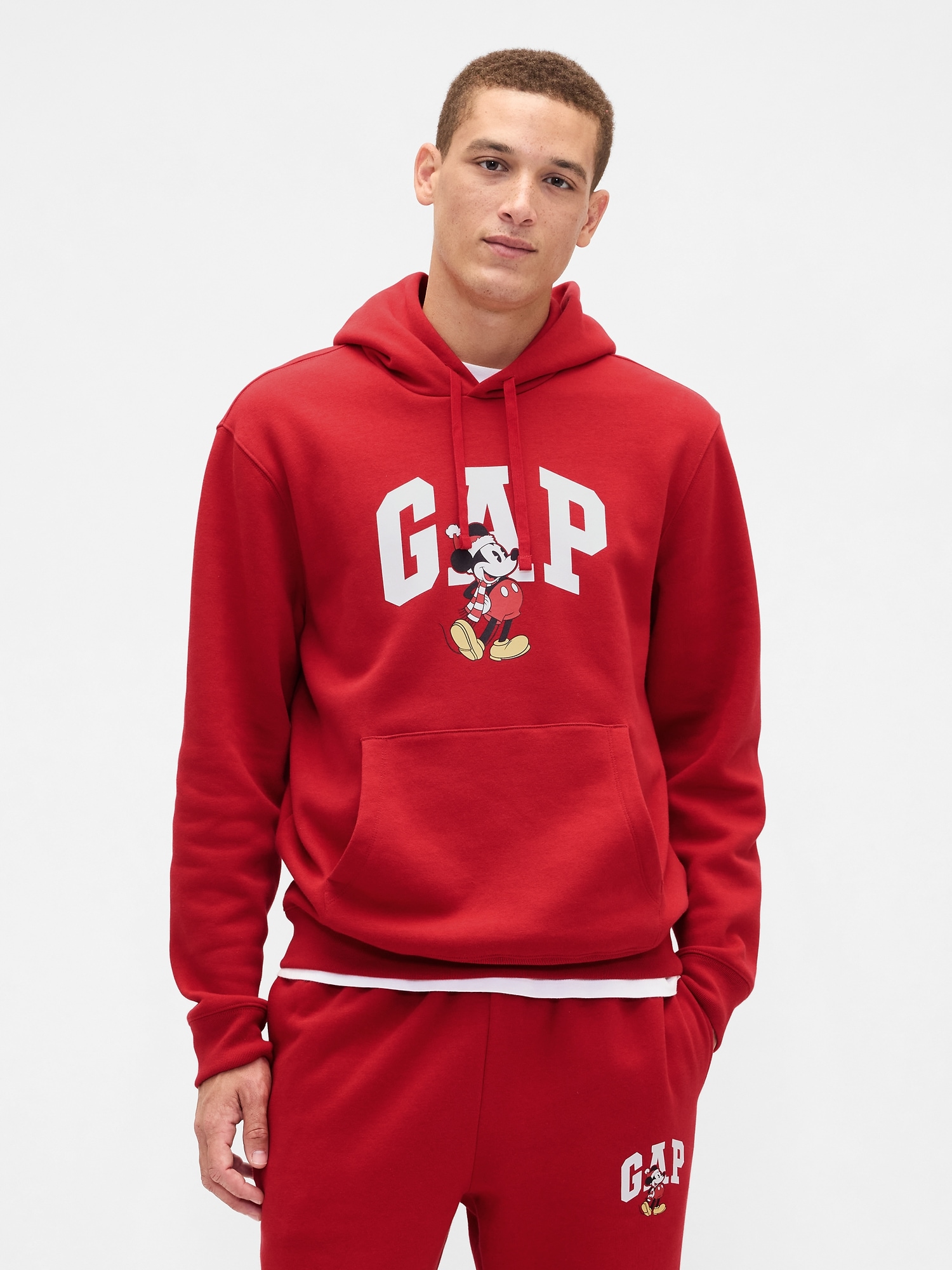Disney × Mickey Mouse Relaxed Logo Hoodie - Disney Family Red