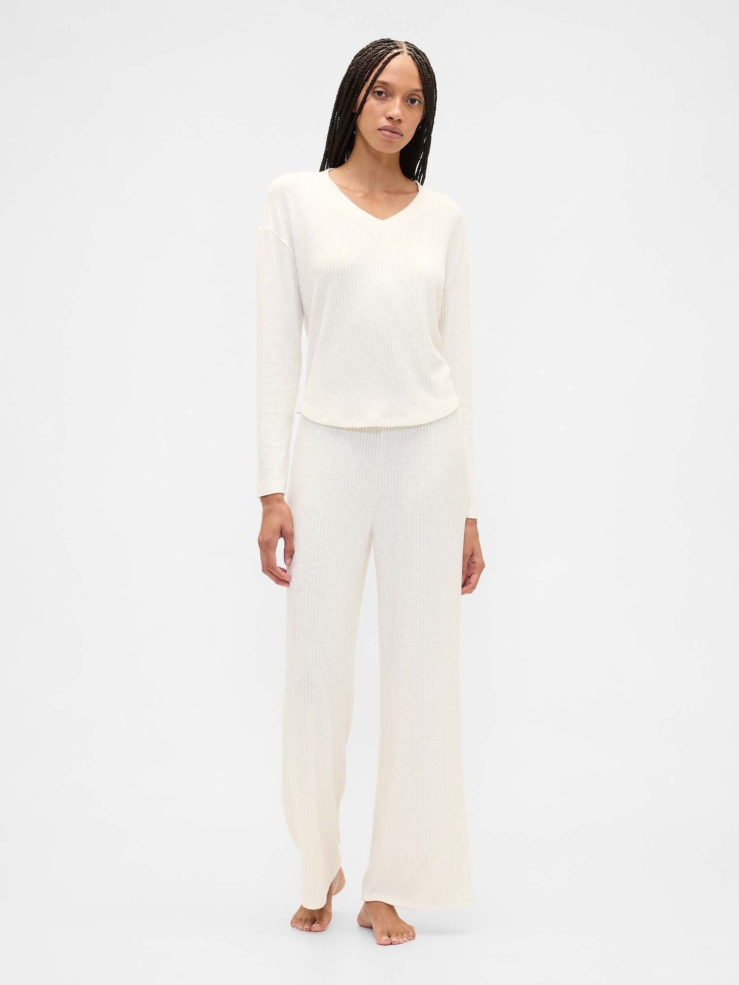 Gap Factory Relaxed Ribbed Pj Top In White