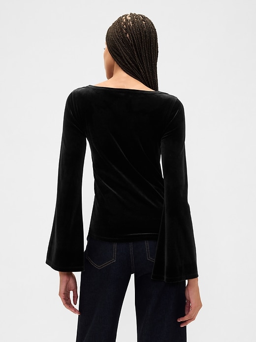 Image number 2 showing, Velour Bell Sleeve Boatneck T-Shirt