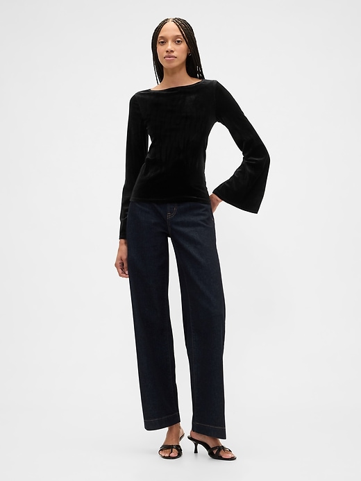 Image number 3 showing, Velour Bell Sleeve Boatneck T-Shirt
