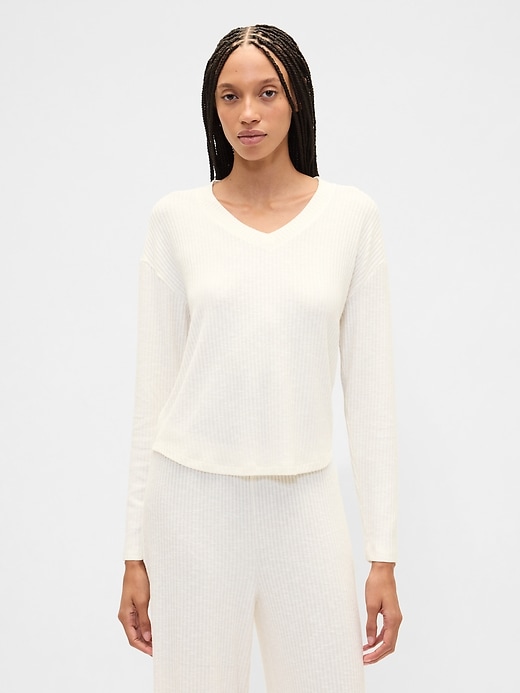 Image number 1 showing, Relaxed Ribbed PJ Top