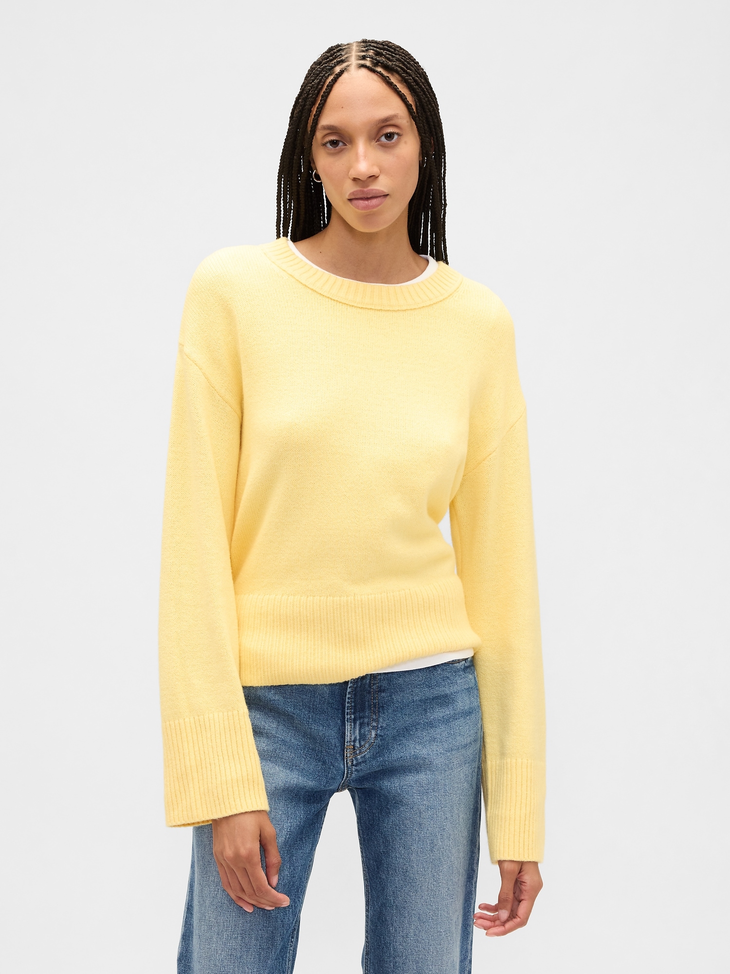 CashSoft Relaxed Crewneck Sweater - Havana Yellow