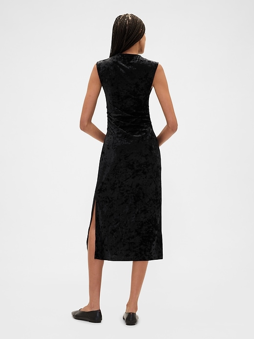 Image number 2 showing, Ruched Velvet Mockneck Midi Dress