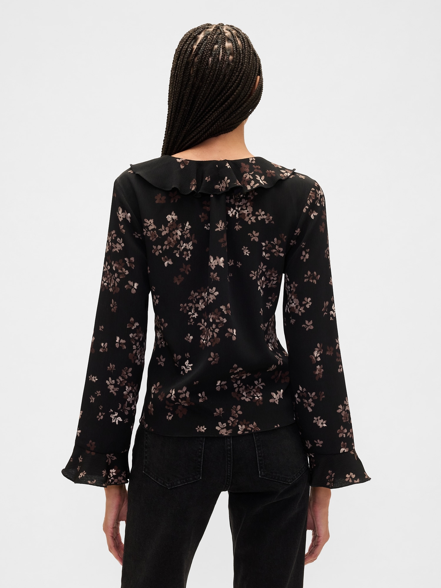 Gap Factory Ruffle V-neck Top In Black