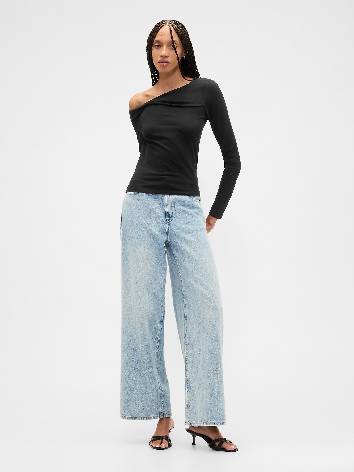Gap Factory Stretch One-shoulder Top In Black